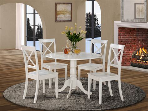 The roundhill furniture biony 5 piece wooden dining table set offers a sensational transitional or contemporary centerpiece for your kitchen or dining room. DLBO5-WHI-W 5 PC small Kitchen Table set-small Table and 4 dinette Chairs - East West Furniture