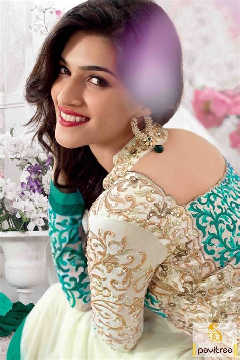 Kriti Sanon White And Light Sea Green Anarkali Dress Online With Images Bollywood