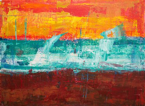 Art Teal Orange And Red Abstract Painting Modern Art Image Free Photo