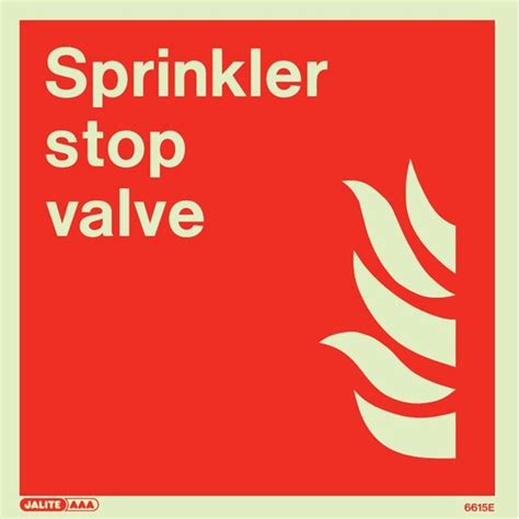 All of our fire safety signs are fully compliant with iso 7010. Sprinkler Stop Valve sign - Jalite 6615 - Fire Protection ...