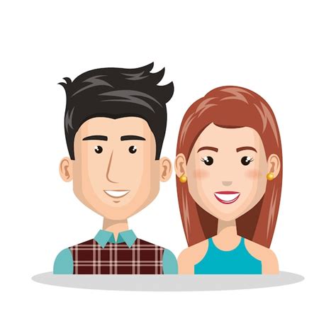 Premium Vector Young Couple Characters Icon Vector Illustration Design
