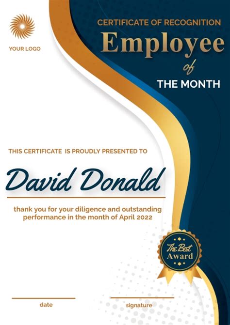 Copy Of Employee Recognition Certificate Postermywall