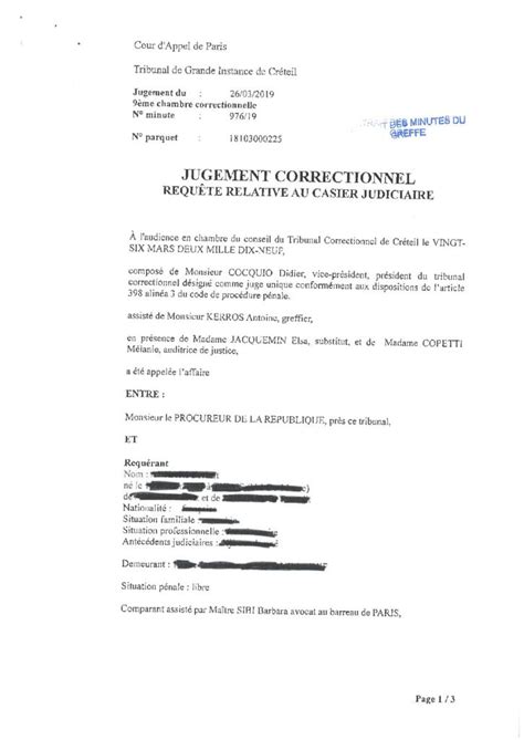 JUGEMENT CORRECTIONNEL CONTRADITOERE