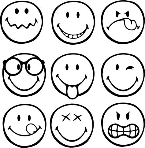 Emoji Happy Face Coloring Page Sketch Coloring Page