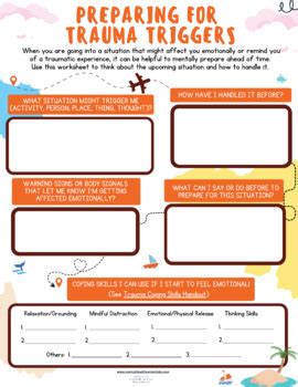 Trauma Prep Worksheet For Kids Teens - Managing Emotions Feelings PTSD