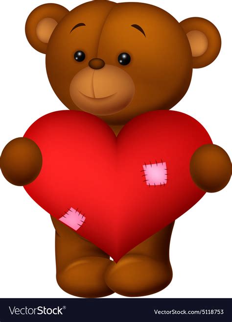 Happy Cartoon Bear Holding Heart Royalty Free Vector Image