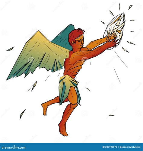 Flying Man Icarus Silhouette Mythology Symbol Fantasy Tale Vector