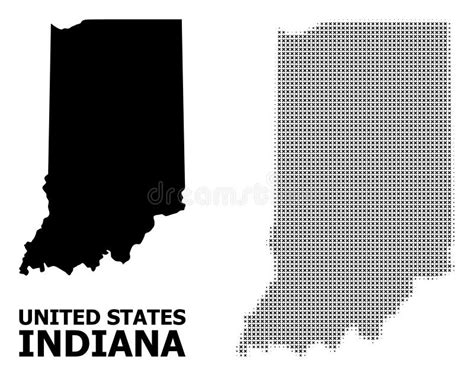 Vector Halftone Pattern And Solid Map Of Indiana State Stock Vector