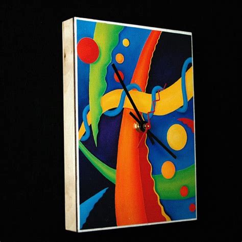 Abstract Art Clock With Vibrant Primary Colors Etsy