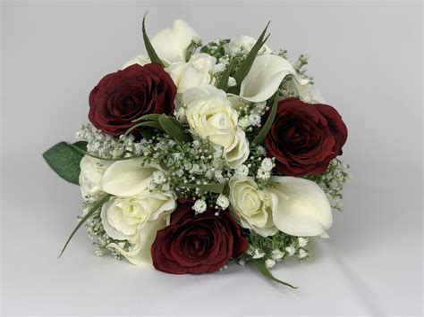 Artificial Bridesmaid Bouquet Gypsophila Silk Rose Calla Lillies