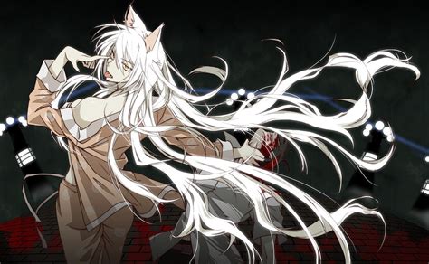 White Haired Female Anime Character Monogatari Series Hanekawa