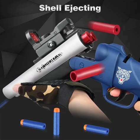Double Barrel Shotgun Shell Ejecting Toy Soft Bullet Toy Gun Sawed Off Shotgun Foam Darts