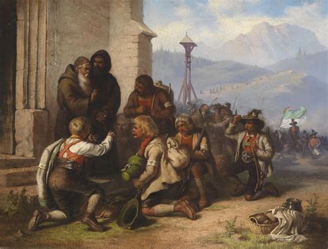 Tyrolean Pilgrims Painting Friedrich Alois Schönn Oil Paintings