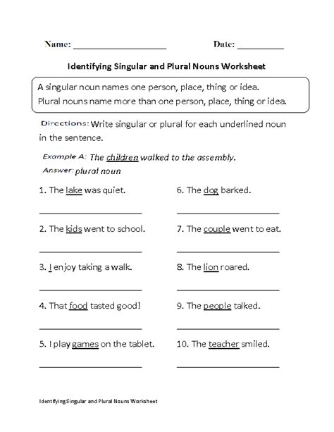 Nouns Worksheets Singular And Plural Nouns Worksheets