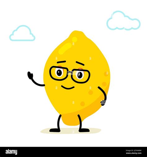 Character Lemon Citrus Fruit Cute And Funny Comic Style Flat Cartoon