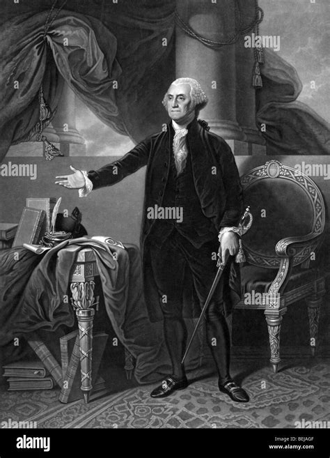 Portrait Print Circa 1844 Of George Washington The First President Of