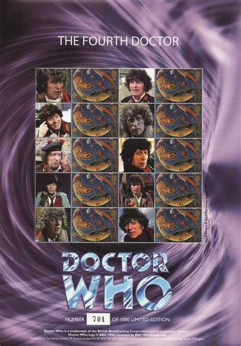 Doctor Who Stamp Sheet Fourth Tom Baker A4 Royal Mail Ltd Edition Bc214