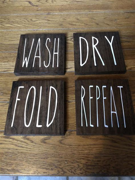 Wash Dry Fold Repeat Set Of 4 Signslaundry Decorlaundry Etsy In 2020