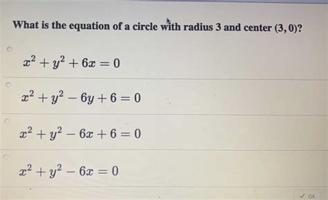 What Is The Equation Of A Circle With Radius 3 And Cameramath