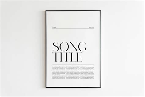 Personalised Song Lyrics Lyrics Print T Custom Lyrics Print Custom