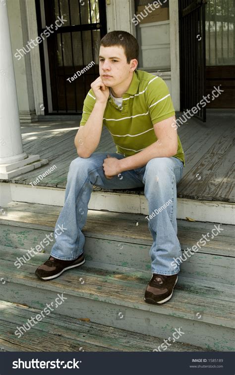 High School Guy Sitting On Porch Stock Photo 1585189 Shutterstock