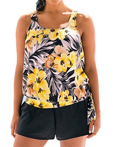 Summer Mae Plus Size Yellow Floral Print Blouson Plus Size Swimwear