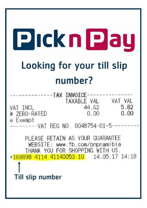The sellers code of goods and services. Do you know where your till slip number... - Pick n Pay ...