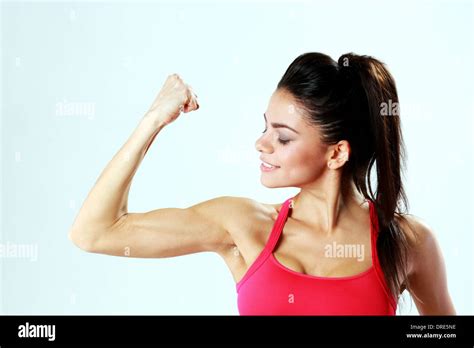 Athletic Young Woman Flexing Biceps Hi Res Stock Photography And Images