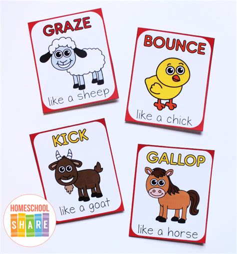 Free Farm Animal Movement Cards Homeschool Share