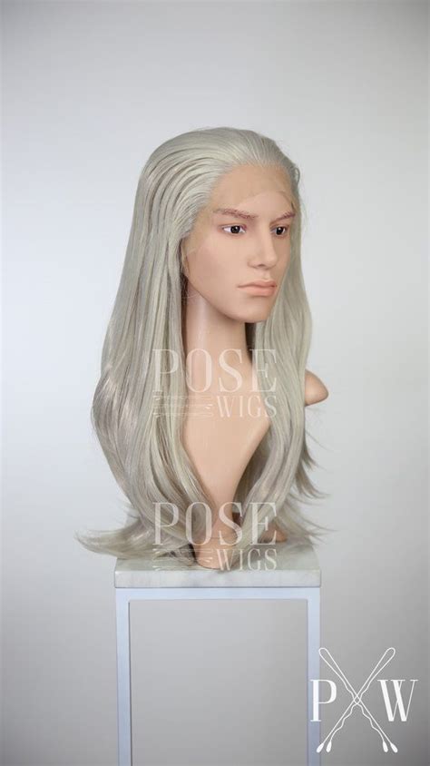 Men long curly wave wig toupee cosplay hair ombre ash brown hairpieces costume. Mens Silver Grey Long Straight Lace Front Wig - Princess ...