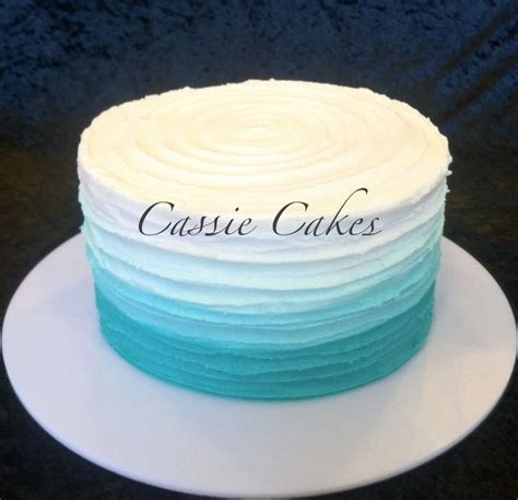 easy buttercream cake designs Ombré Buttercream Cake in Turquoise