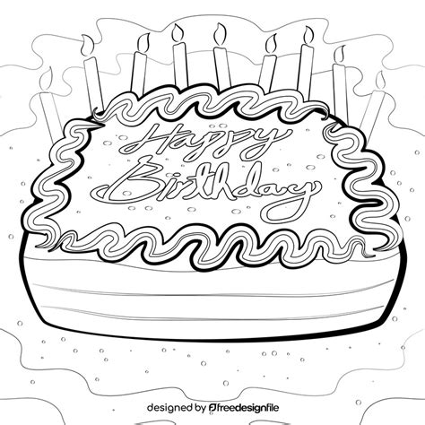 Happy Birthday Cake Black And White Vector Free Download