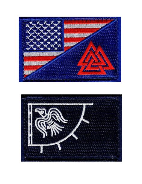 Odins Raven Flag Valknut Triangle Viking 2pc Patch Bundle Embroidere