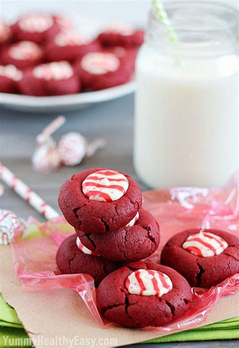 Red Velvet Peppermint Thumbprint Cookies Yummy Healthy Easy Cookies