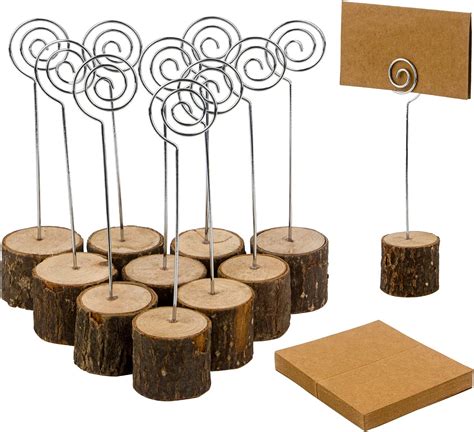 Lepohome 20 Pcs Rustic Wood Place Card Holders With Swirl