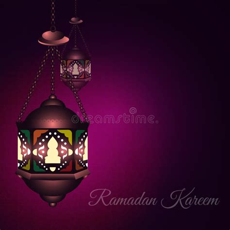 Illustration Ramadan Kareem Background With Lamps Fanoos Ramadan