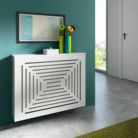 Modern Floating Radiator Heater Cover Geometric Central X Cabinet Box
