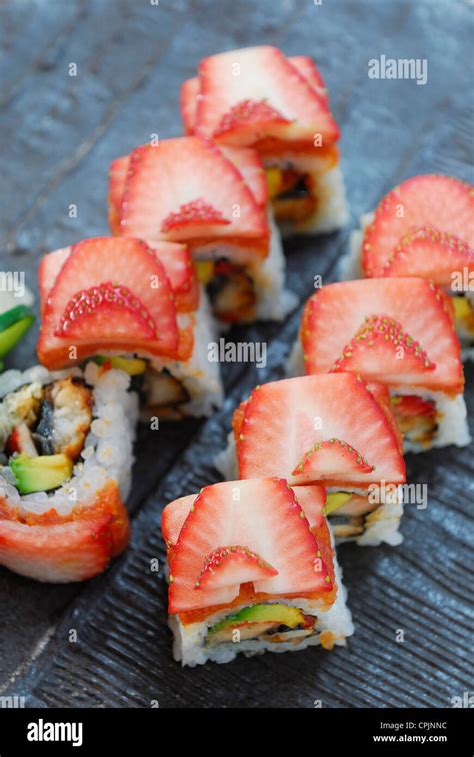 Sushi With Strawberry Stock Photo Alamy
