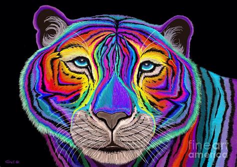 Rainbow Tiger Painting By Nick Gustafson Pixels