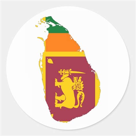 Sri Lanka Country Flag Map Shape Silhouette Symbol Classic Round