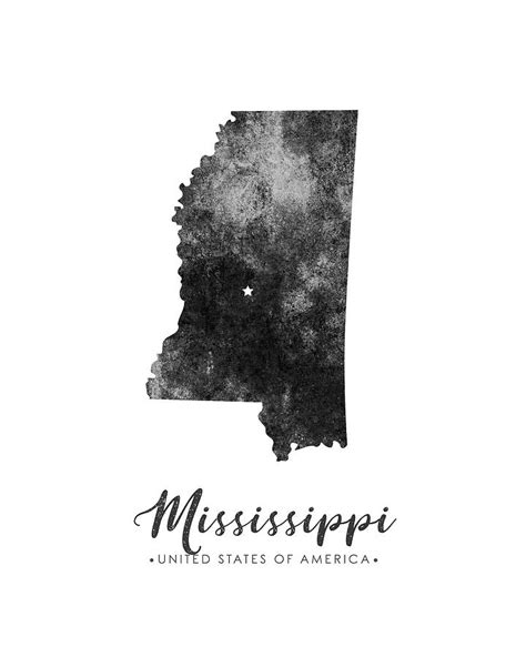 Mississippi State Map Art Grunge Silhouette Mixed Media By Studio