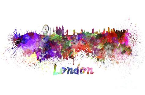 London Skyline In Watercolor Painting By Pablo Romero Fine Art America