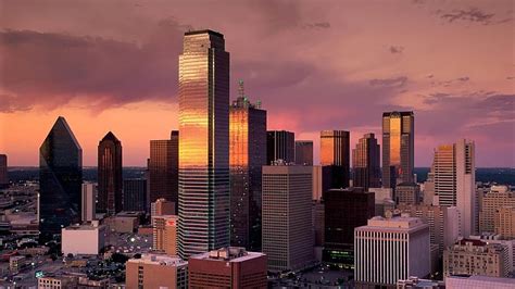 Hd Wallpaper City Landscape Dallas Texas Skyscrapers Sunset Urban
