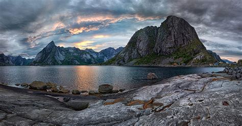 Fonds Decran Norvège Montagnes Lac Ciel Pierres Photographie De