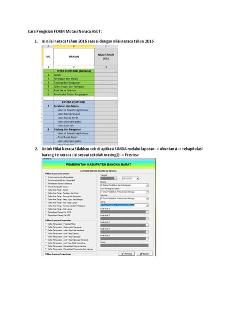 Cara Pengisian Form Mutasi Neraca Aset Pdf