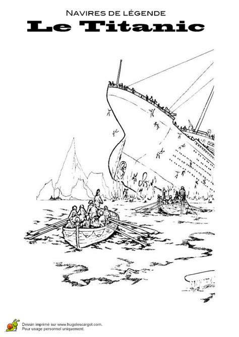 Coloriage des personnes en train de fuir le Titanic qui coule  Titanic