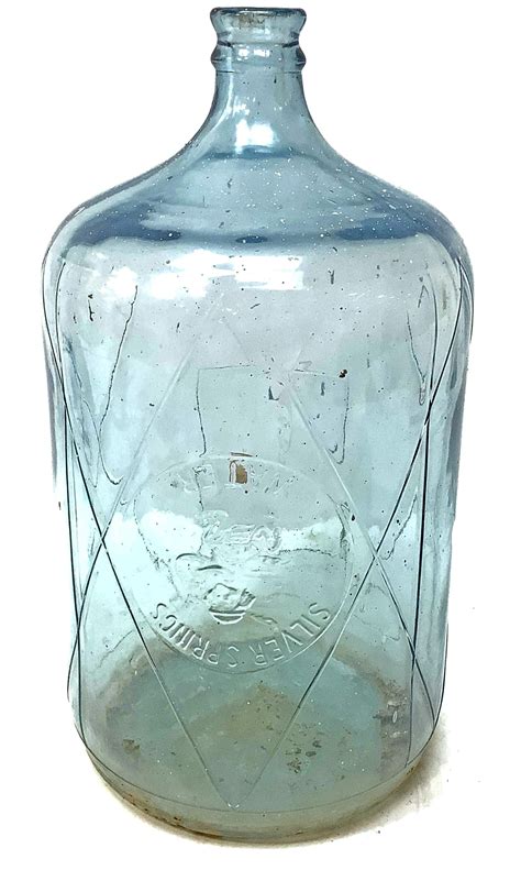 Lot Vintage Silver Springs 5 Gal Glass Water Bottle