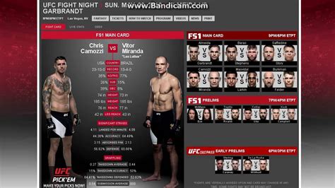 Check out the fight card, date, and location for ufc 262 ppv: UFC Fight Night 88: ALMEIDA VS. GARBRANDT Main Card ...