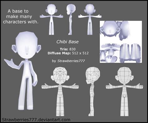3d Chibi Base By Crysenley On Deviantart Low Poly Character 3d Model