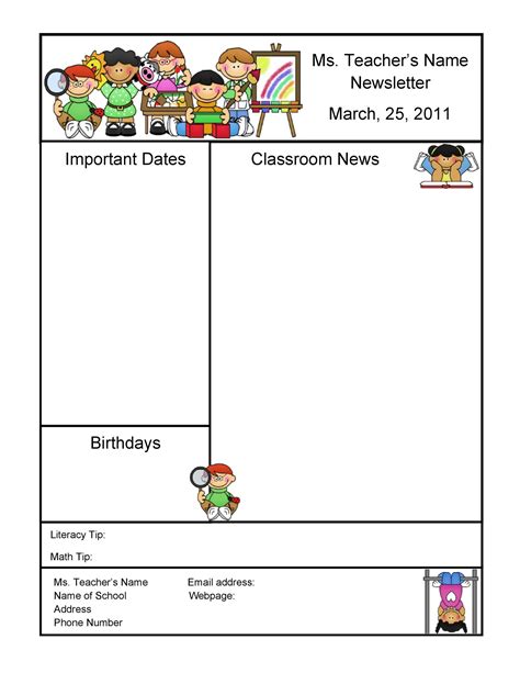 elementary school newsletter templates for microsoft word free word template